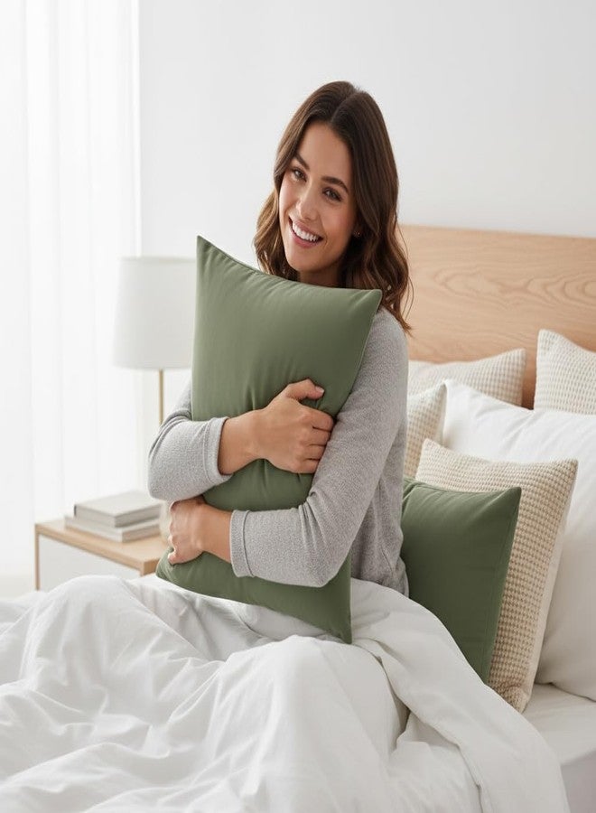 VIVEA RESERVE 400TC Cotton Feel Double Bed Elastic Fitted Bedsheet King Size Set || Includes 1 Solid Plain Fitted Bedsheet King Size Cotton with 2 Pillow Covers (78 × 72 Inches, Mist Green) - Image 3