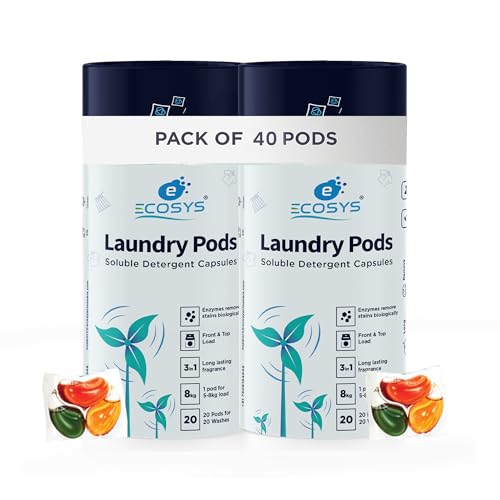 Ecosys 3-in-1 Dissolvable Magic Laundry Pods for 40 washes:Bioenzymes Infused,Tough Stain Fighter for Top & Front Load with Floral Aroma,1 Pod = 1 Wash for 5-7kg - Image 1