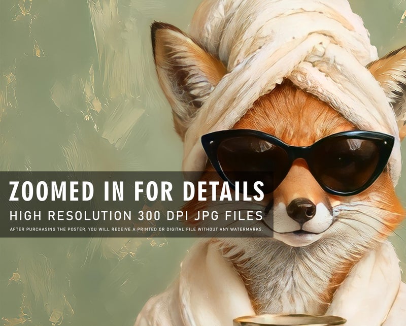 TNESSENTIAL Funny Fox Bathroom Wall Art, Fox in Bathrobe Print, Quirky Animal Poster, Spa Bathroom Decor, Whimsical Powder Room Art - Image 3