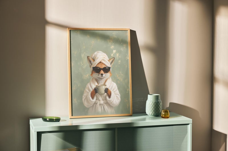 TNESSENTIAL Funny Fox Bathroom Wall Art, Fox in Bathrobe Print, Quirky Animal Poster, Spa Bathroom Decor, Whimsical Powder Room Art - Image 4