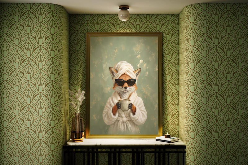TNESSENTIAL Funny Fox Bathroom Wall Art, Fox in Bathrobe Print, Quirky Animal Poster, Spa Bathroom Decor, Whimsical Powder Room Art - Image 5
