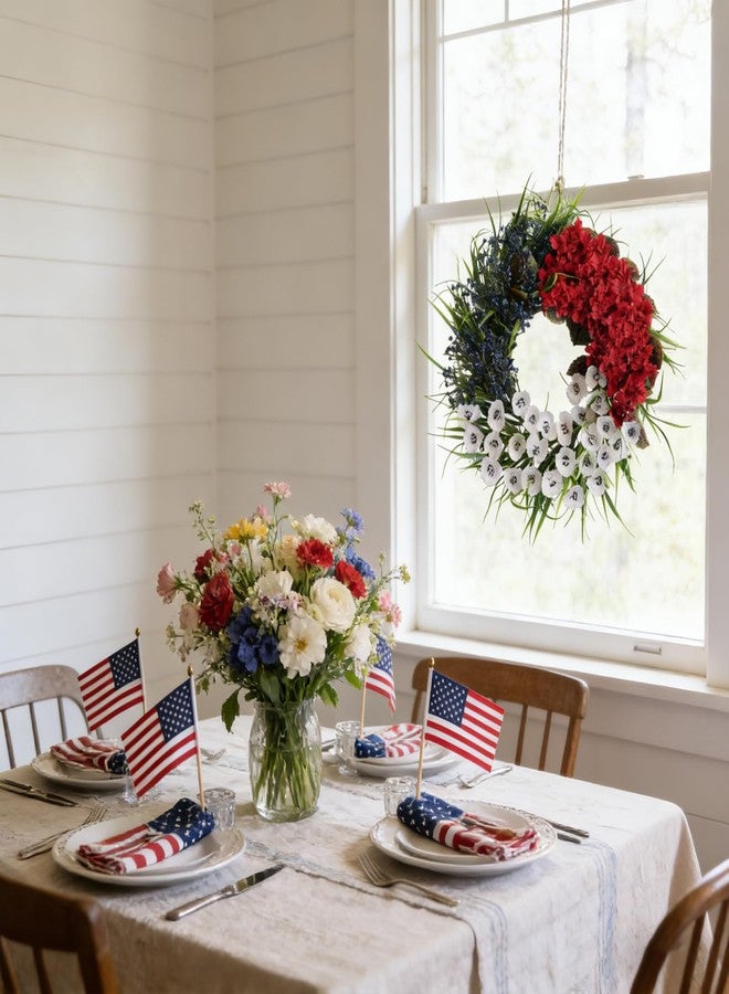 Egolot 24 Inch 4th of July Patriotic Wreath for Front Door, Red White Blue Hydrangea Flower Wreath with Berries for Indoor Outdoor, Independence Day Memorial Day Floral Wreaths for Home Decor - Image 5