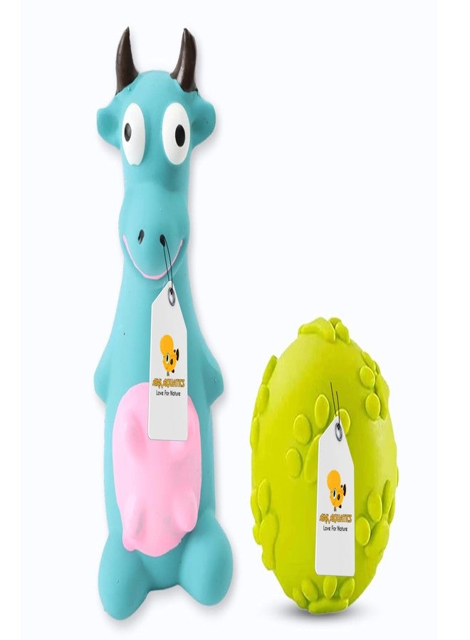 ARK AQUATICS مجموعة ألعاب مضغ مطاطية 2 في 1 من آرك أكواتيكس - (ثور أزرق وكرة بمخالب) للكلاب الصغيرة والجراء | لعبة تفاعلية غير سامة ومتينة للحيوانات الأليفة، مصنوعة من المطاط، للتدريب والمضغ واللعب - Image 1