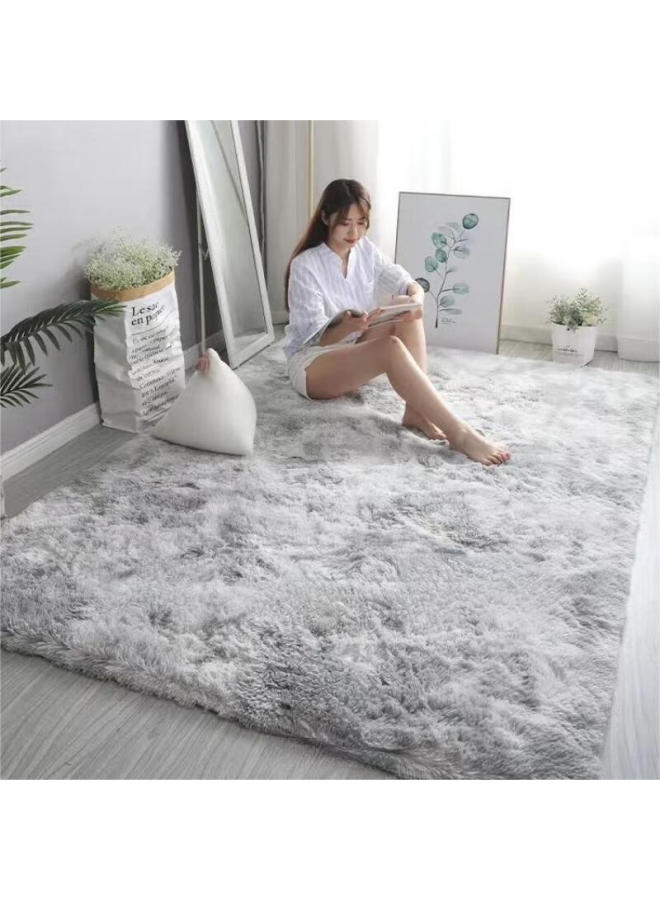 Moon Time Mengtingchang Velvet Bedroom Runner Rug, Skin-friendly, Non-slip, Lint-free, Simple Silver-gray, 70*160cm - Image 2