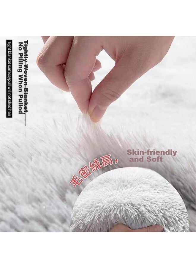 Moon Time Mengtingchang Velvet Bedroom Runner Rug, Skin-friendly, Non-slip, Lint-free, Simple Silver-gray, 70*160cm - Image 4