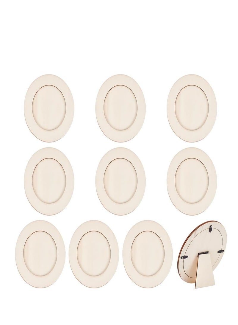 KASTWAVE Tabletop Picture Frames,10 Pcs Elevate Memories with Wood Oval Tabletop Picture Frames  - 4.5x3inch Size for Wedding Decor and Home Display. Adjustable Frames for Personalized Festive Gifting - Image 1