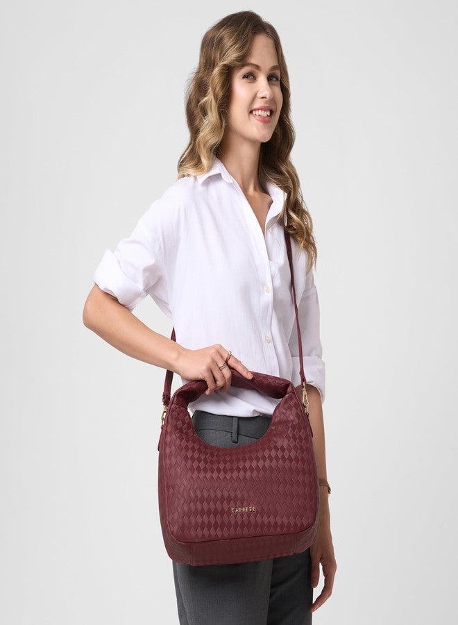 Caprese Maddy Medium Hobo Bag for Women with Adjustable & Detachable Strap | Stylish Textured Handbag for Everyday Use | Perfect for Casual Outings, Work, Travel, and Special Events (Cherry Red) - Image 2