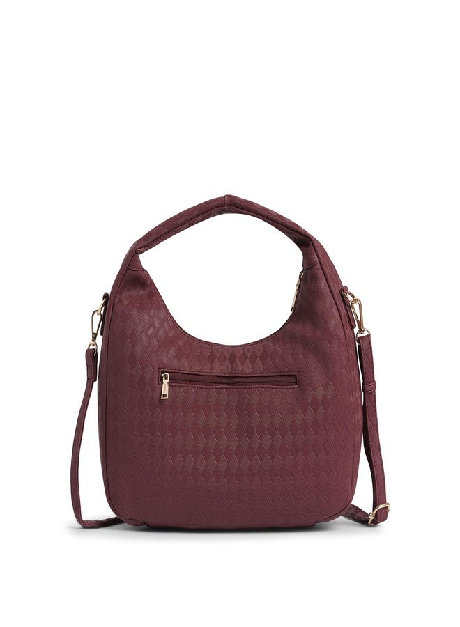 Caprese Maddy Medium Hobo Bag for Women with Adjustable & Detachable Strap | Stylish Textured Handbag for Everyday Use | Perfect for Casual Outings, Work, Travel, and Special Events (Cherry Red) - Image 5