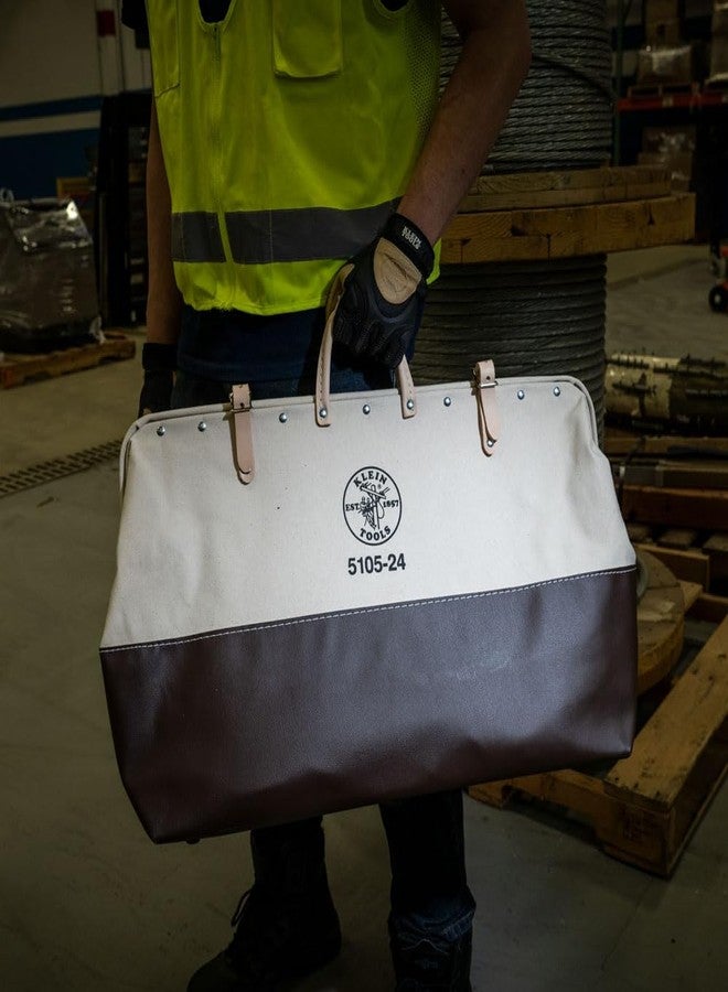 Klein Tools 5105-24 Tool Bag, Heavy Duty Canvas Tool Storage with Moisture-Resistant Vinyl Bottom and Steel Frame for Rugged Use, 24-Inch - Image 3