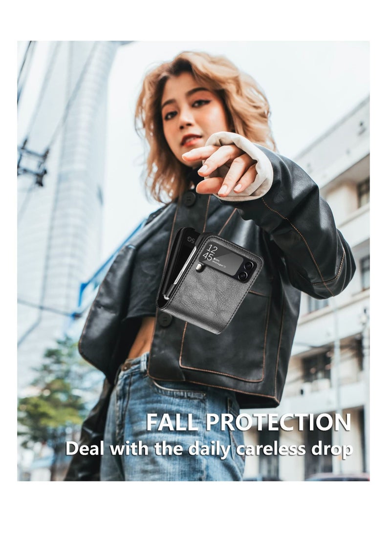 كابتن تيك for Samsung Galaxy Z Flip 3 Case Wallet Case with Card Holder, Slim Fit Premium PU Leather + Hard PC Protective Flip Phone Cover for Samsung Galaxy Z Flip 3 5G 2021 (Black) - Image 5