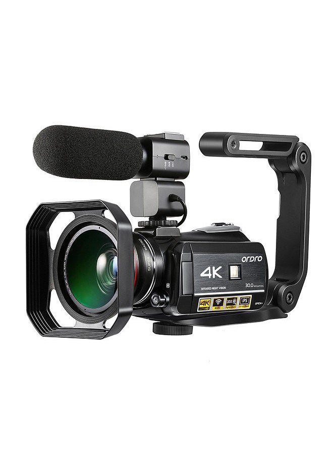 ORDRO - ORDRO AC3 4K WiFi Digital Video Camera Camcorder DV Recorder 30MP 30X Zoom IR Night Vision 3.0 Inch IPS LCD Touchscreen - Image 1