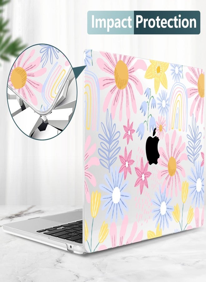 DONGKE Compatible with M4 MacBook Air 15 inch Case 2025 2024 2023 A3241 A3114 A2941 M3 M2 Liquid Retina Display Touch ID, Plastic Hard Case & Keyboard Skin & Screen Protector - Colorful Florals - Image 4
