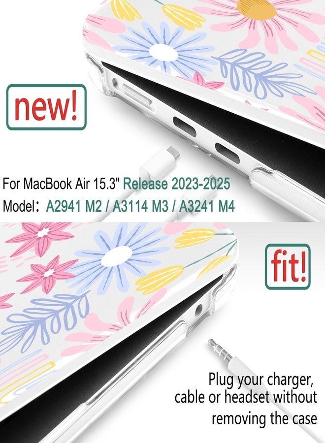 DONGKE Compatible with M4 MacBook Air 15 inch Case 2025 2024 2023 A3241 A3114 A2941 M3 M2 Liquid Retina Display Touch ID, Plastic Hard Case & Keyboard Skin & Screen Protector - Colorful Florals - Image 2