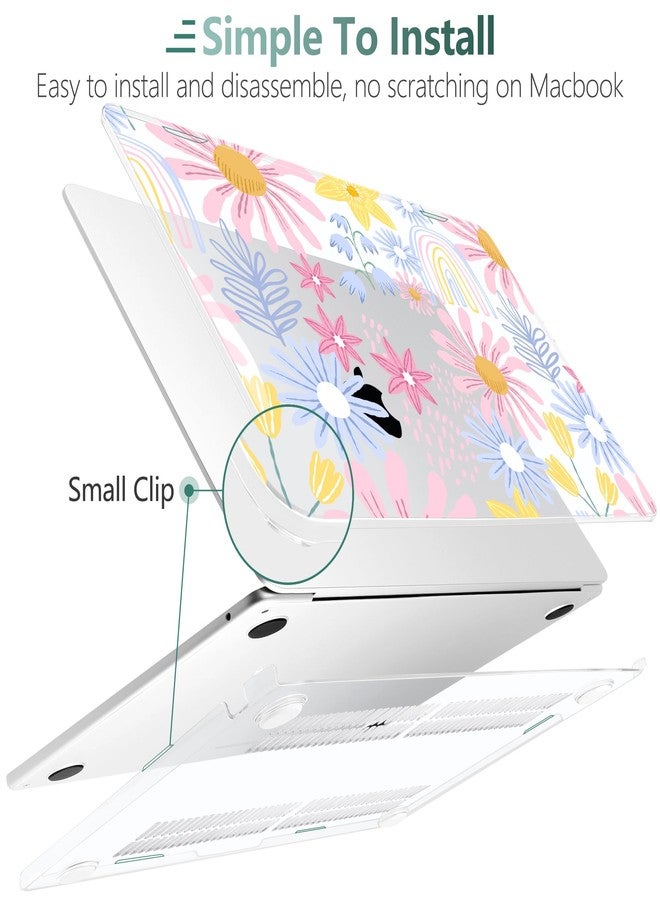 DONGKE Compatible with M4 MacBook Air 15 inch Case 2025 2024 2023 A3241 A3114 A2941 M3 M2 Liquid Retina Display Touch ID, Plastic Hard Case & Keyboard Skin & Screen Protector - Colorful Florals - Image 3