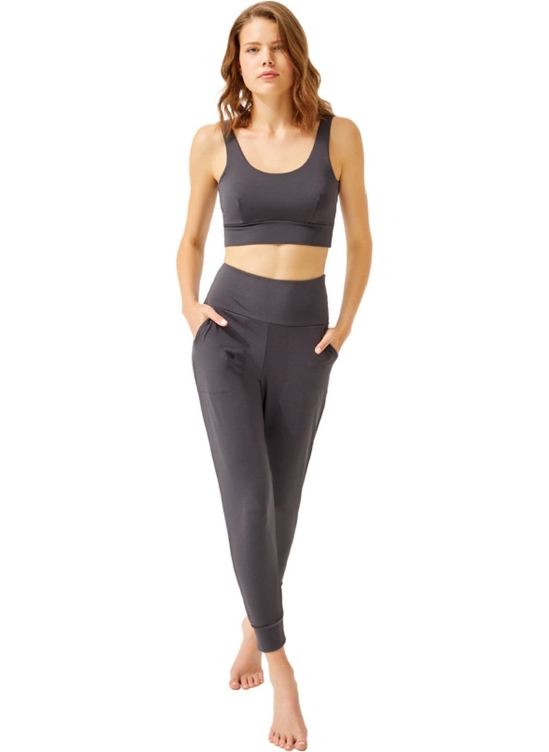 COTTONHILL Smoked High Waist Double Pocket Women's Jogger Sweatpants  - Image 1