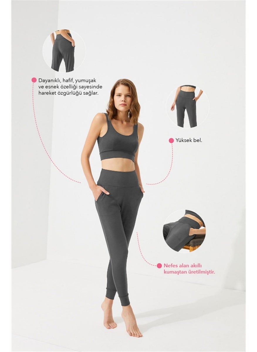 COTTONHILL Smoked High Waist Double Pocket Women's Jogger Sweatpants  - Image 3