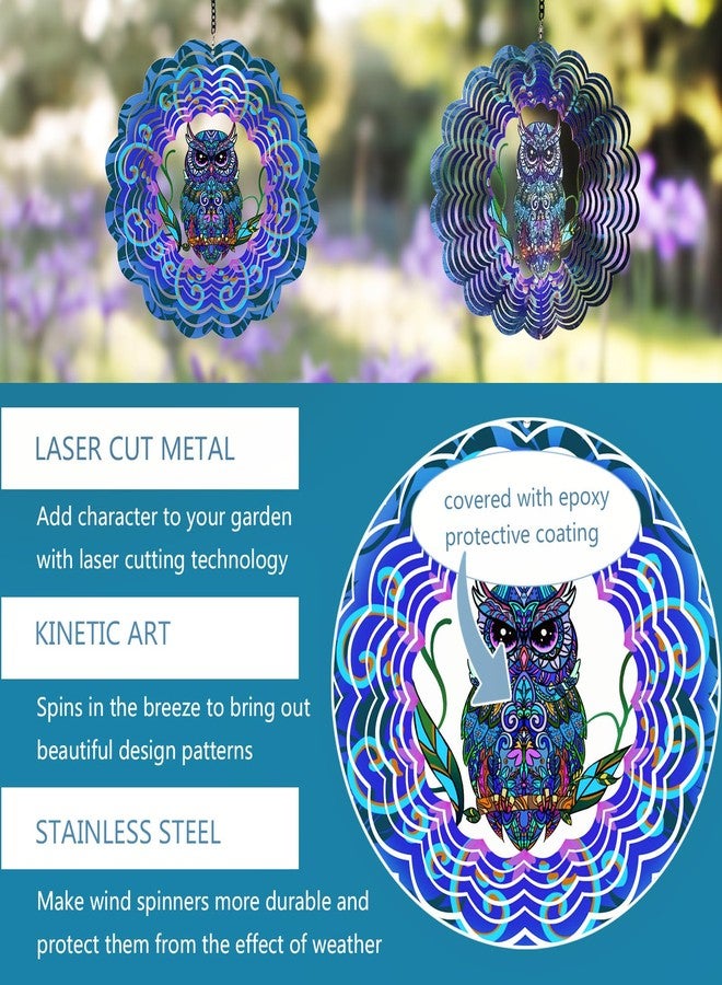 DKJOCKY Owl Metal Wind Spinners - Owl Gifts for Women, Mom, Grandma, Wife, Hanging Wind Spinner for Outdoor and Indoor Decorations, 12" Wind Spinner for Presen - Image 3
