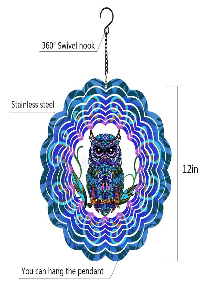 DKJOCKY Owl Metal Wind Spinners - Owl Gifts for Women, Mom, Grandma, Wife, Hanging Wind Spinner for Outdoor and Indoor Decorations, 12" Wind Spinner for Presen - Image 5