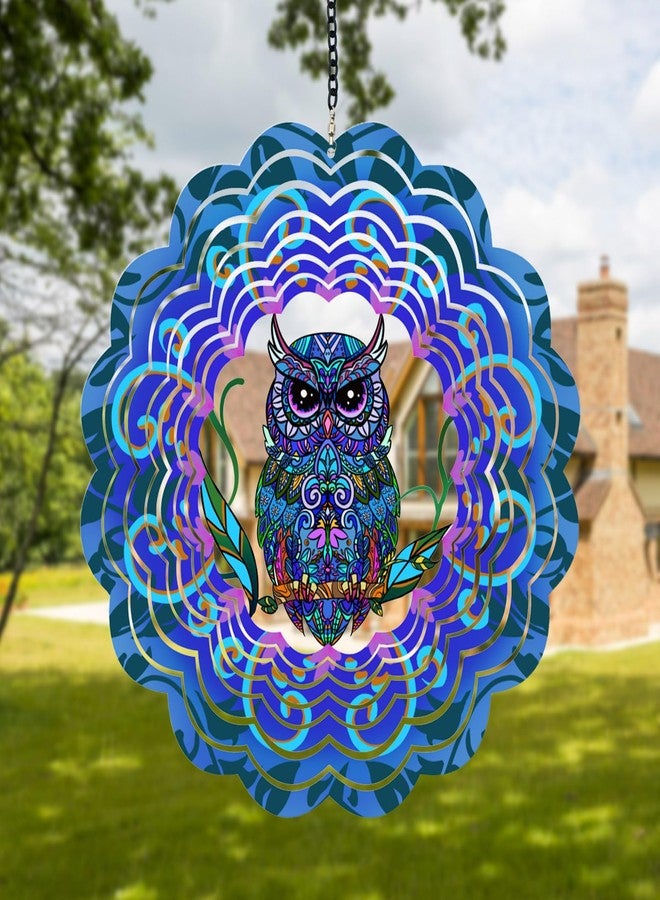 DKJOCKY Owl Metal Wind Spinners - Owl Gifts for Women, Mom, Grandma, Wife, Hanging Wind Spinner for Outdoor and Indoor Decorations, 12" Wind Spinner for Presen - Image 1
