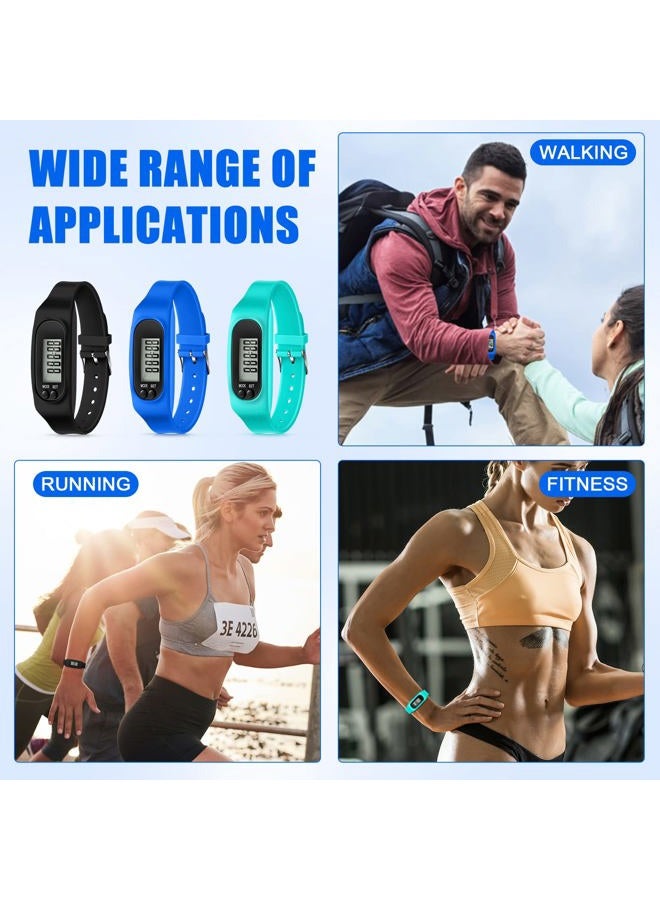 Geyoga Silicone Fitness Tracker Watch 6 Pcs Walking Running Pedometer Calorie Burning and Step Counting Bracelet Steps Pedometer Watch for Walking Men Women Adults(Mint Green, Blue, Black)  - Image 5