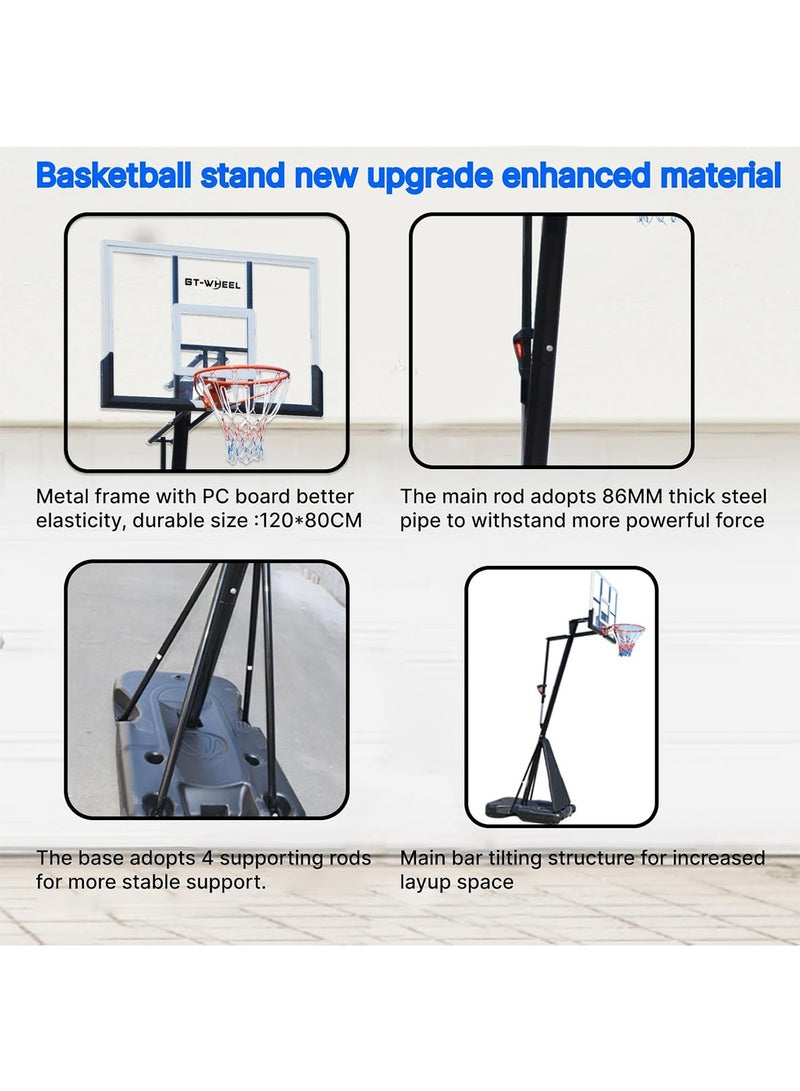 LIMOS Portable Basketball Hoop for Outdoor & Indoor Use Height Adjustable 7.2FT to 10FT 44"-48" Shatterproof Backboard Pro-Style Breakaway Rim Heavy-Duty Base with Wheels for Adults & Teens - Image 2