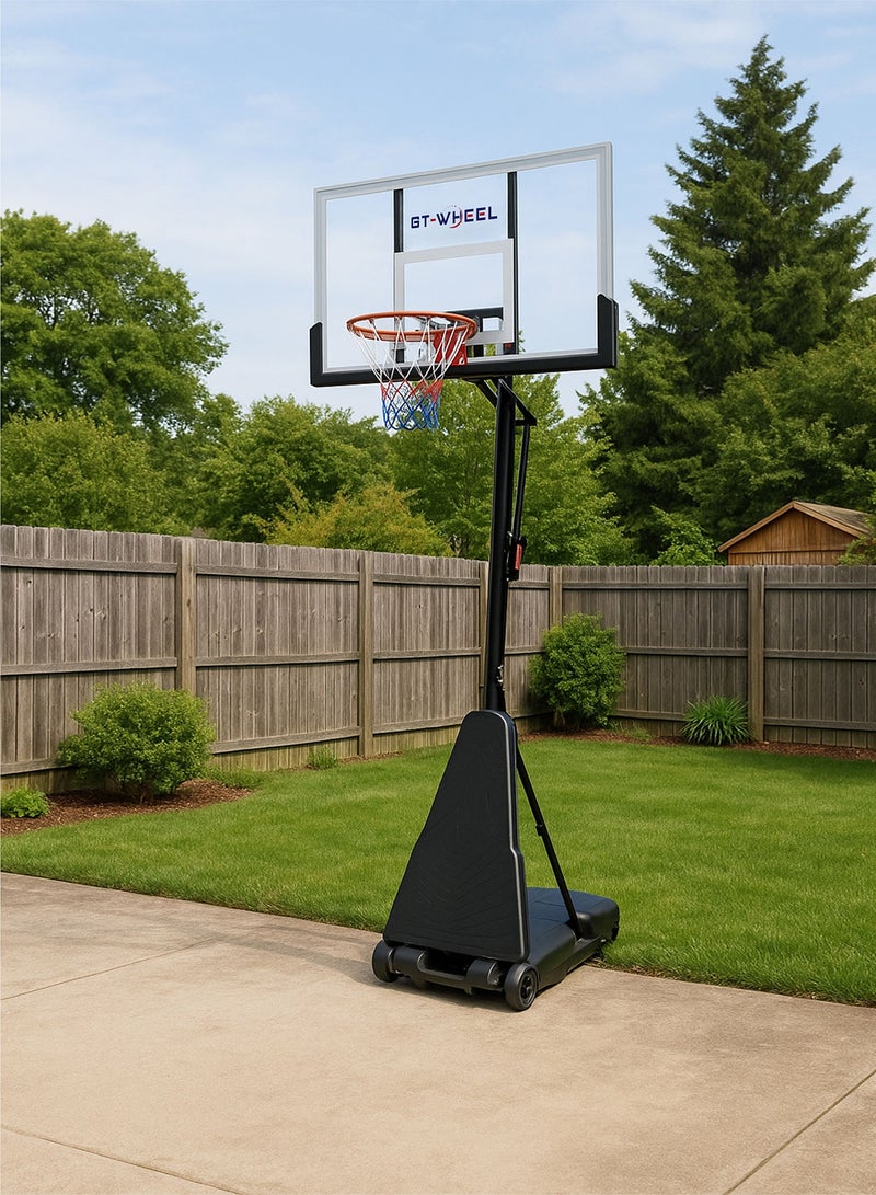 LIMOS Portable Basketball Hoop for Outdoor & Indoor Use Height Adjustable 7.2FT to 10FT 44"-48" Shatterproof Backboard Pro-Style Breakaway Rim Heavy-Duty Base with Wheels for Adults & Teens - Image 1