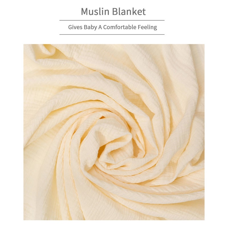 80*65cm/ 31.5*25.6in Comfortable Baby Muslin Blanket Soft Newborn Baby Swaddle Blanket Skin-Friendly with Beautiful Tassel Decoration Receiving Blankets for Baby Boys Girls - Image 3