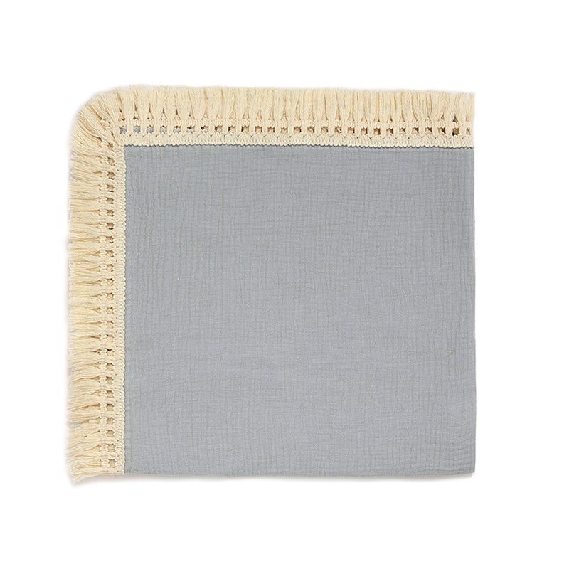 80*65cm/ 31.5*25.6in Comfortable Baby Muslin Blanket Soft Newborn Baby Swaddle Blanket Skin-Friendly with Beautiful Tassel Decoration Receiving Blankets for Baby Boys Girls - Image 1