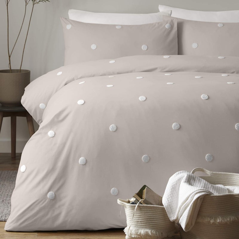 Appletree Signature Duvet Cover Set King  Dot Garden Design  100 Cotton Bedding  Linen with White Polka Dots  Includes 1 Duvet Cover 230x220cm  2 Pillowcases 50x75cm