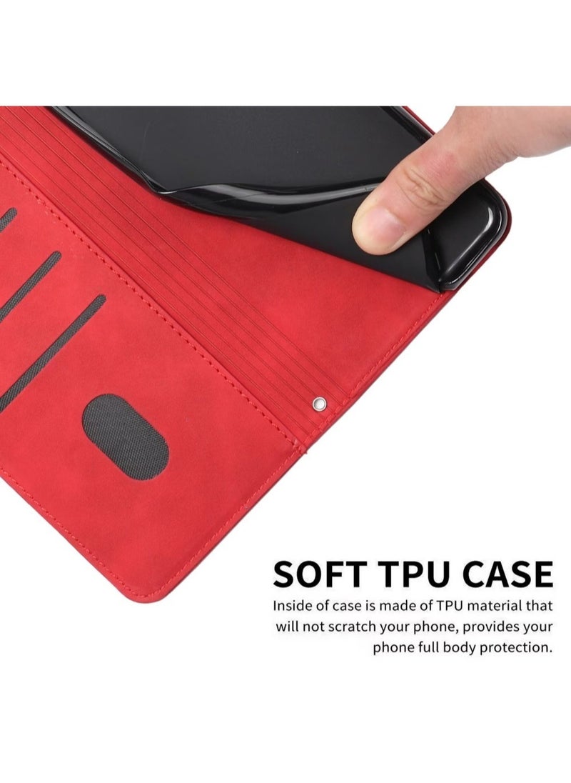 Generic - Infinix Note 30 Case,Premium Leather Infinix Note 30 Wallet Cover with Card Holder Kickstand Magnetic Closure Flip Folio Case Cover for Infinix Note 30,Red - Image 1