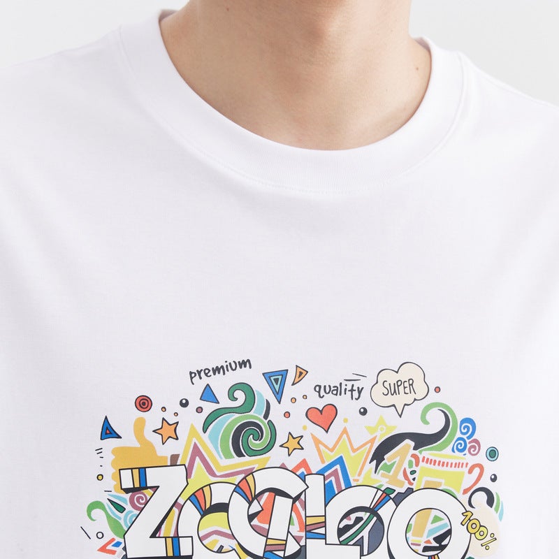 Woog2005 Round Neck White Letter Printed Short-Sleeved T-Shirt Men'S 2024 Arrival Fashionable Half-Sleeved T-Shirt - Image 5