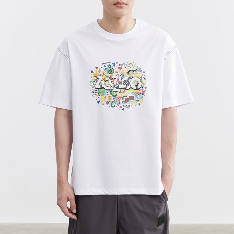 Woog2005 Round Neck White Letter Printed Short-Sleeved T-Shirt Men'S 2024 Arrival Fashionable Half-Sleeved T-Shirt - Image 3