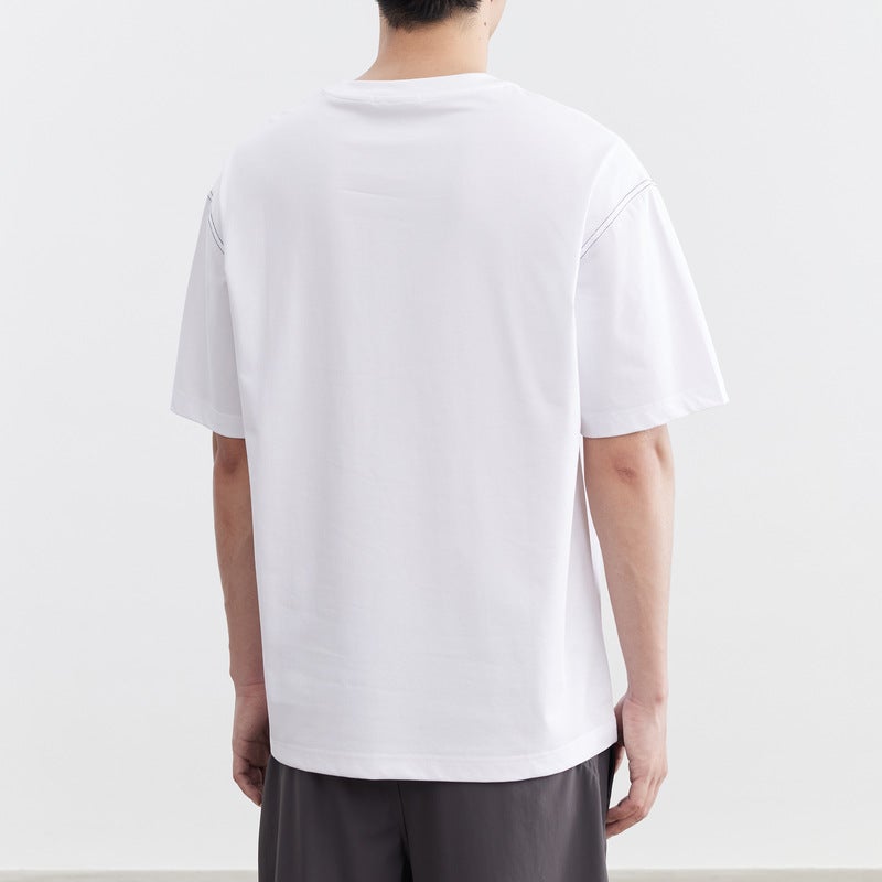 Woog2005 Round Neck White Letter Printed Short-Sleeved T-Shirt Men'S 2024 Arrival Fashionable Half-Sleeved T-Shirt - Image 4