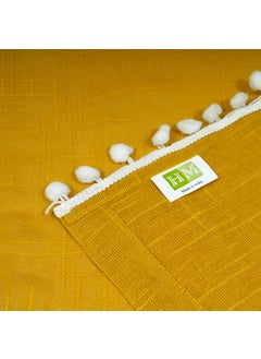 HOMEMONDE HOMEMONDE Transparent Sheer Cotton Drapes with Beautiful Border Pompom Living Room Farmhouses 7 Feet Grommet Curtains Stainless Steel Rings Pack of 2 Mustard  - Image 5