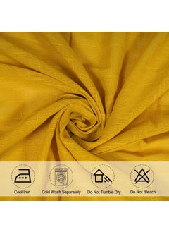 HOMEMONDE HOMEMONDE Transparent Sheer Cotton Drapes with Beautiful Border Pompom Living Room Farmhouses 7 Feet Grommet Curtains Stainless Steel Rings Pack of 2 Mustard  - Image 4
