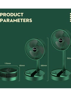Plan A Mini USB Personal Desk Fan Folding Fan 360 Degree Rotation Height Adjustable for Home Office Study Table (Green)  - Image 2