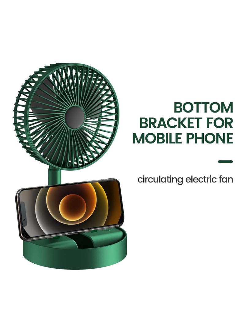 Plan A - Mini USB Personal Desk Fan Folding Fan 360 Degree Rotation Height Adjustable for Home Office Study Table (Green) - Image 1