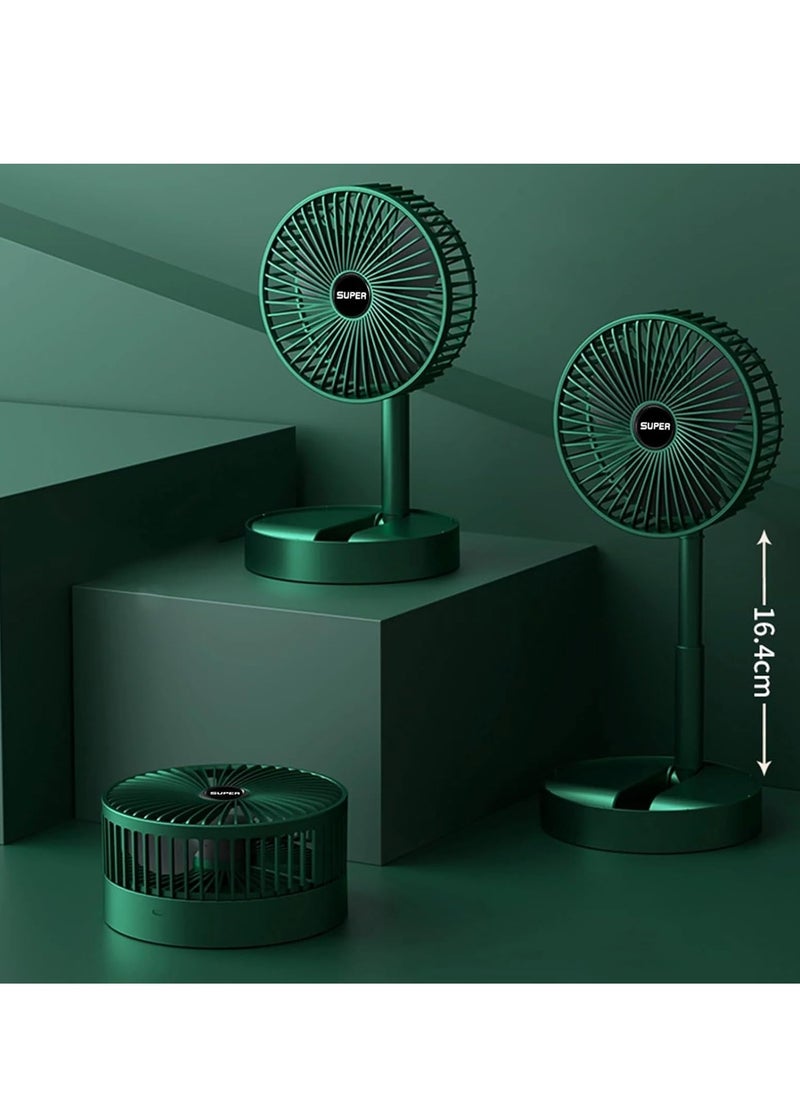 Plan A - Mini USB Personal Desk Fan Folding Fan 360 Degree Rotation Height Adjustable for Home Office Study Table (Green) - Image 1