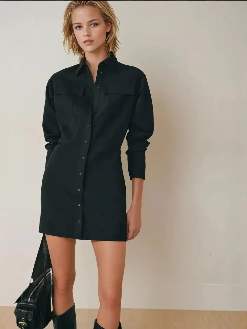 زوبعة فستان بياقة قميص مصغر