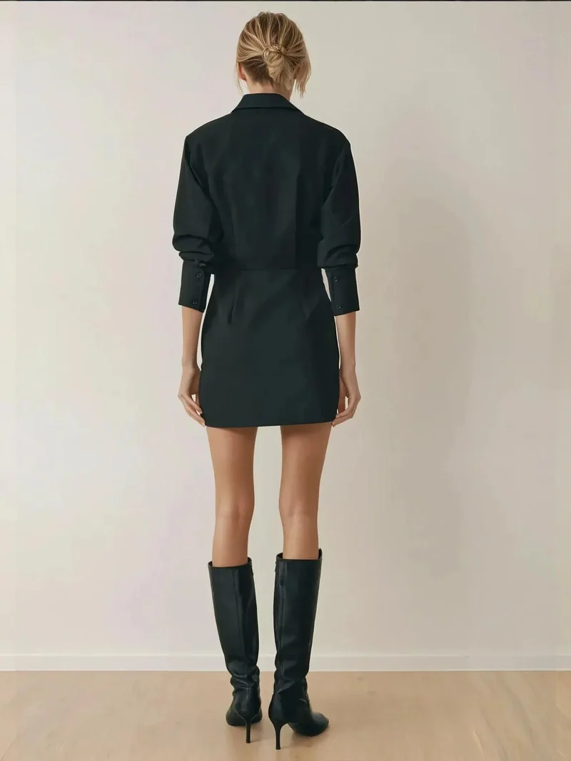 Hiccup Black Mini Shirt Collar Dress for Women | Best Price UAE