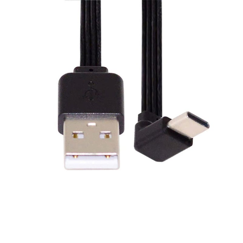 NFHK 13cm USB 2.0 Type-A Male to USB-C Type-C Up Down Angled 90 Degree Data Flat Slim FPC Cable for FPV & Disk & Phone - Image 1