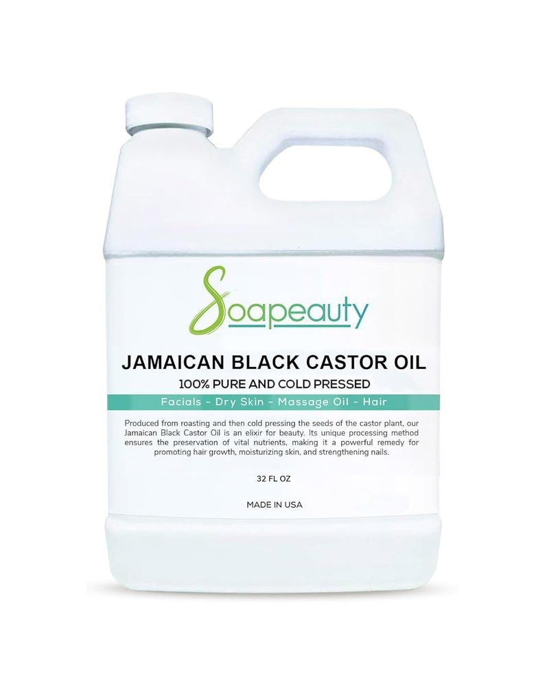 Soapeauty JAMAICAN BLACK CASTOR OIL Cold Pressed Unrefined  100 Pure Natural Black Castor Oil Promotes Healthy Skin  Hair  Carrier Oil  Strengthens Nails  32 Oz