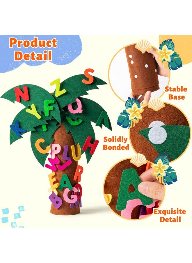 OSNIE 34Pcs Tree And Letter Props Freestanding Coconut Tree Toy Felt Alphabet Game Increase Interest Learning Enhance Hands-On Skills Game Teaching Toy Gifts For Toddlers Kids Early Education - Image 3
