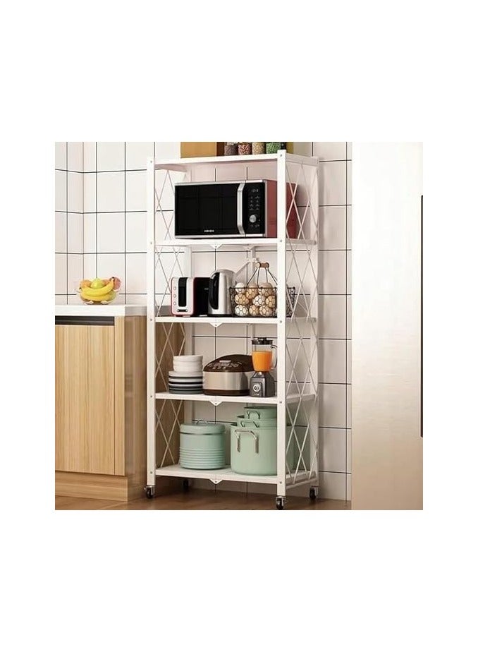 بونكا ارفف تخزين قابلة للطي بعجلات مكونه من 5 طبقات لون ابيض من بونكا - Image 2