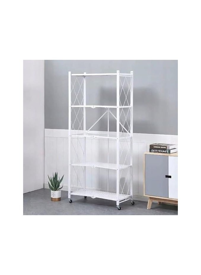 بونكا ارفف تخزين قابلة للطي بعجلات مكونه من 5 طبقات لون ابيض من بونكا - Image 4