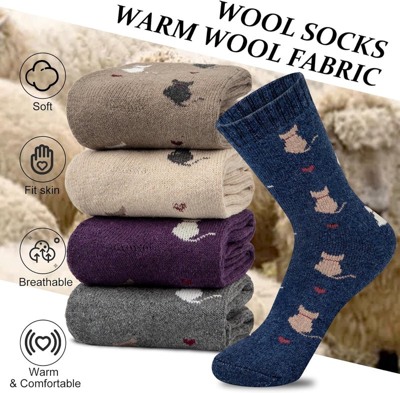 YSense Womens Wool Socks, Winter Boot Socks Stocking Stuffers Gifts for Women Men Warm Crew for Hiking - Image 3