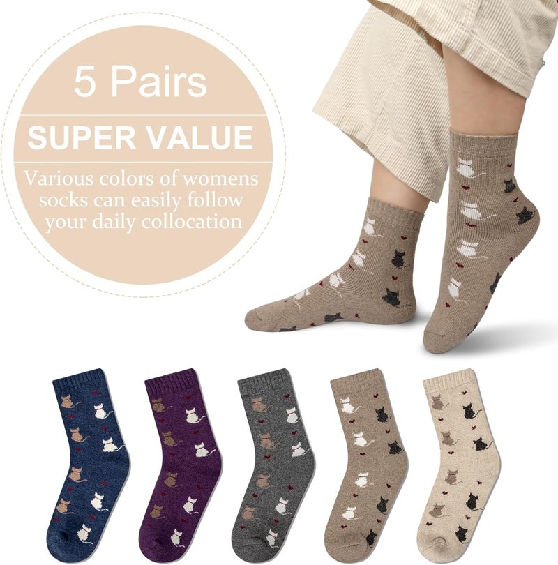 YSense Womens Wool Socks, Winter Boot Socks Stocking Stuffers Gifts for Women Men Warm Crew for Hiking - Image 4