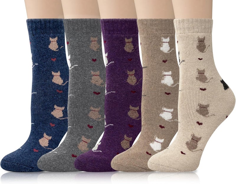 YSense Womens Wool Socks, Winter Boot Socks Stocking Stuffers Gifts for Women Men Warm Crew for Hiking - Image 1