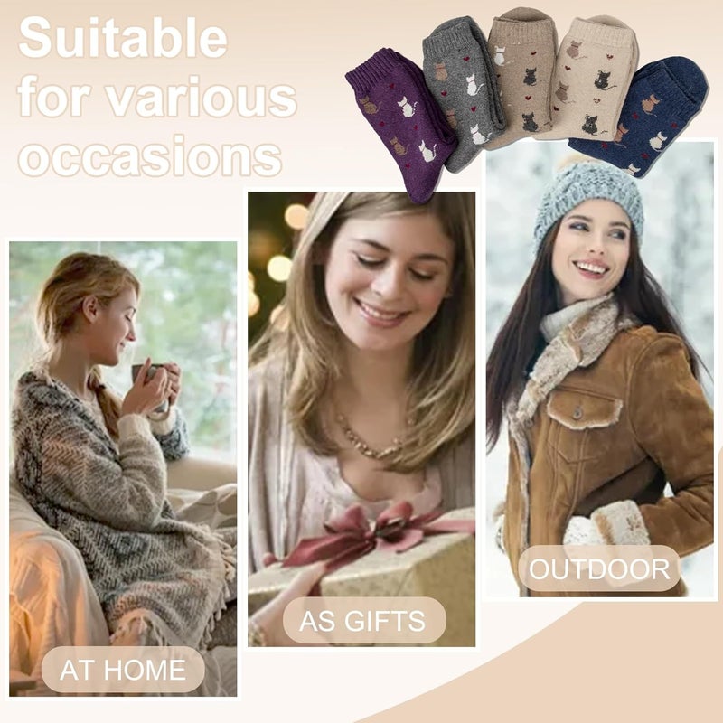 YSense Womens Wool Socks, Winter Boot Socks Stocking Stuffers Gifts for Women Men Warm Crew for Hiking - Image 5
