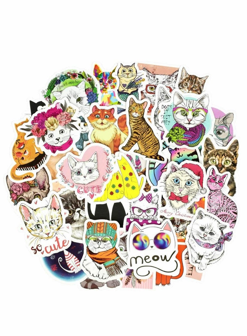 Excefore Waterproof Stickers Laptop Stickers 50 Pcs Fashion Laptop Decals lovely Aesthetic Vinyl Stickers for Water Bottles Skateboard Stickers DIY Stickers for Luggage Phone Case Logo for Books (Cat) - Image 5